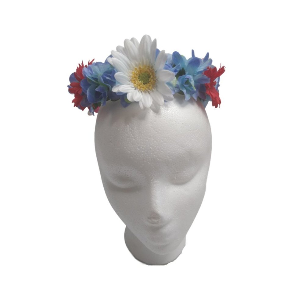 Beautiful Red, White & Blue Floral Crown